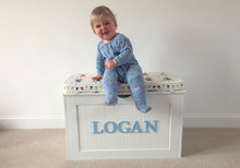Load image into Gallery viewer, PERSONALISED TOY BOX - BLUE LETTERS