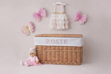 Load image into Gallery viewer, ***LARGE*** PERSONALISED WICKER STORAGE BASKET - LIBERTY LONDON FABRIC