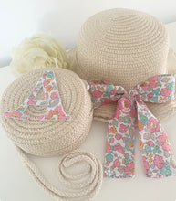 Load image into Gallery viewer, GIRLS BOW SUMMER HAT & INITIAL BAG (Liberty London fabric available)