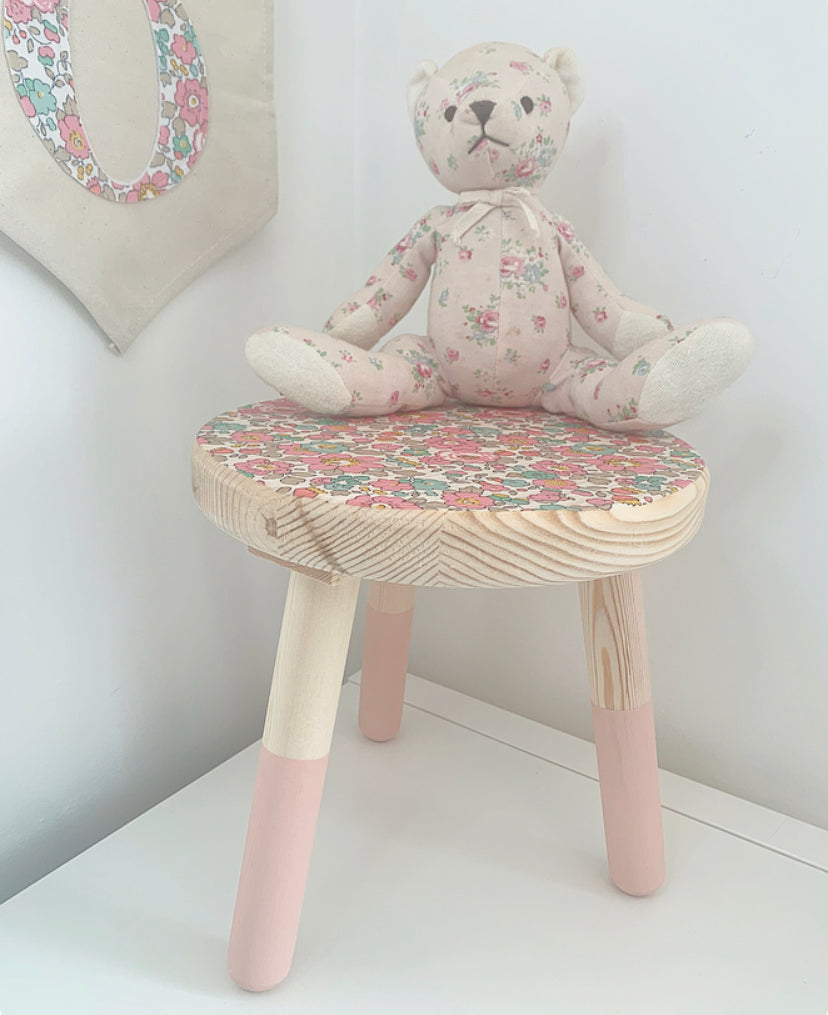 CHILDREN’S WOODEN STOOL (Liberty London fabric available)