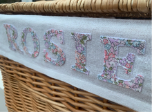 Load image into Gallery viewer, ***LARGE*** PERSONALISED WICKER STORAGE BASKET - LIBERTY LONDON FABRIC