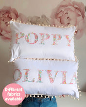 Load image into Gallery viewer, PERSONALISED VELVET POM POM CUSHION