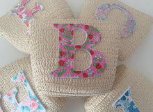 Load image into Gallery viewer, PERSONALISED INITIAL STRAW PURSE (LIBERTY LONDON FABRC AVAILABLE)