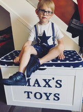Load image into Gallery viewer, PERSONALISED TOY BOX  - NAVY LETTERS