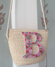 Load image into Gallery viewer, PERSONALISED INITIAL STRAW PURSE (LIBERTY LONDON FABRC AVAILABLE)