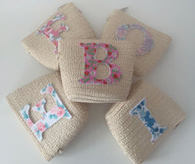 Load image into Gallery viewer, PERSONALISED INITIAL STRAW PURSE (LIBERTY LONDON FABRC AVAILABLE)