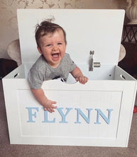Load image into Gallery viewer, PERSONALISED TOY BOX - BLUE LETTERS