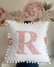 Load image into Gallery viewer, LARGE INITIAL POM POM CUSHION