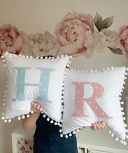 Load image into Gallery viewer, LARGE INITIAL POM POM CUSHION