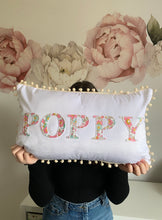 Load image into Gallery viewer, PERSONALISED VELVET POM POM CUSHION