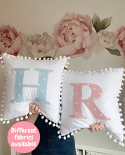 Load image into Gallery viewer, LARGE INITIAL POM POM CUSHION