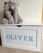 Load image into Gallery viewer, PERSONALISED TOY BOX - BLUE LETTERS
