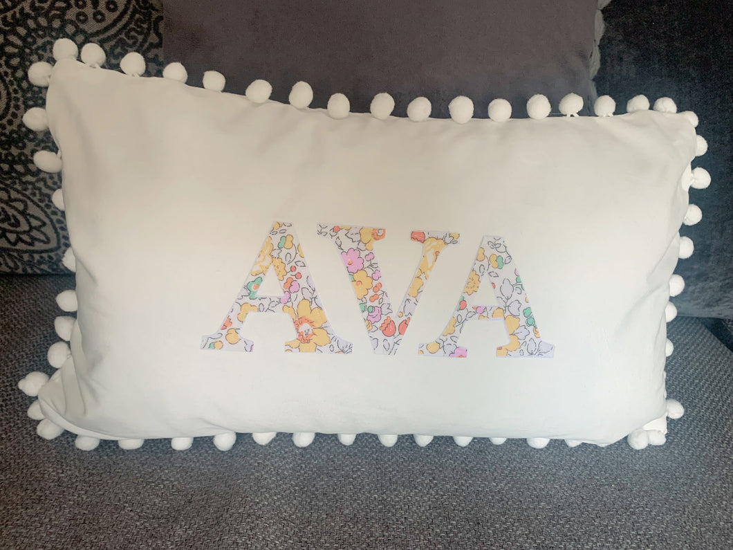 “AVA” VELVET POM POM CUSHION