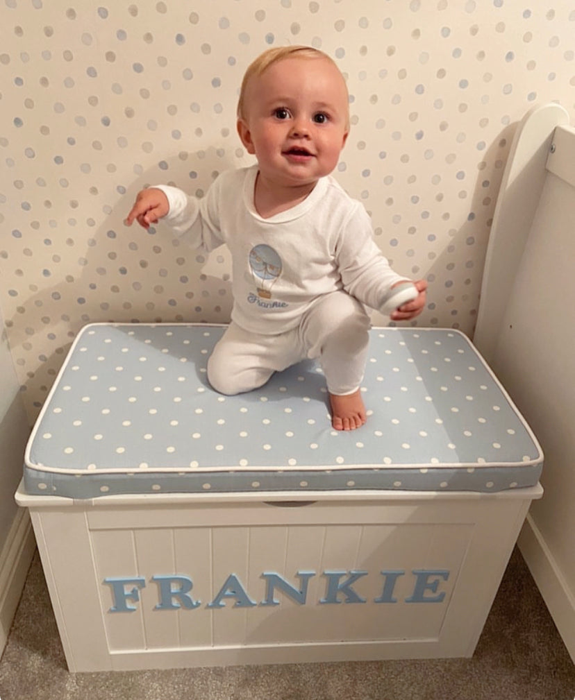 PERSONALISED TOY BOX BLUE LETTERS