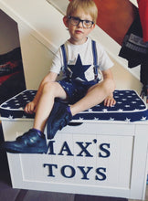 Load image into Gallery viewer, PERSONALISED TOY BOX  - NAVY LETTERS
