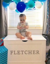 Load image into Gallery viewer, PERSONALISED TOY BOX  - GREY LETTERS
