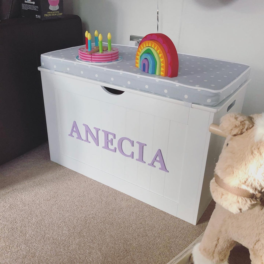 PERSONALISED TOY BOX  - LILAC LETTERS