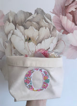 Load image into Gallery viewer, INITIAL FABRIC STORAGE BASKET - perfect for storing bows, bobbles &amp; dummies
