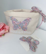 Load image into Gallery viewer, “BOBBLES &amp; BOWS” FABRIC STORAGE BASKET
