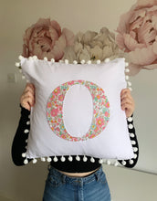 Load image into Gallery viewer, LARGE INITIAL POM POM CUSHION
