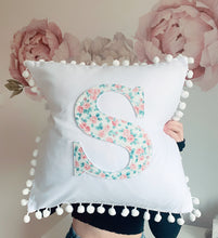 Load image into Gallery viewer, LARGE INITIAL POM POM CUSHION
