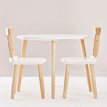 Load image into Gallery viewer, WHITE &amp; WOOD TABLE &amp; CHAIR SET
